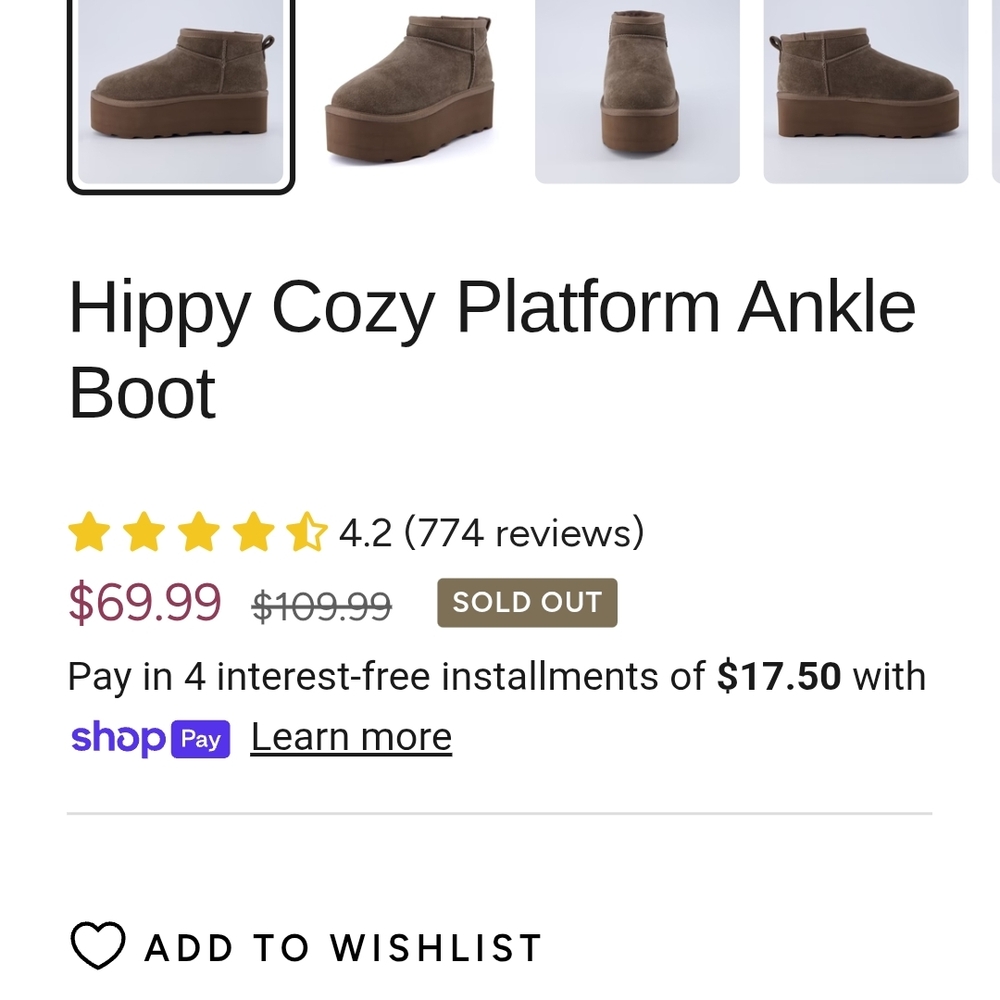 Hippy Cozy Cushi.onaire  Brown Platform Ankle Boot Size 11 Women's